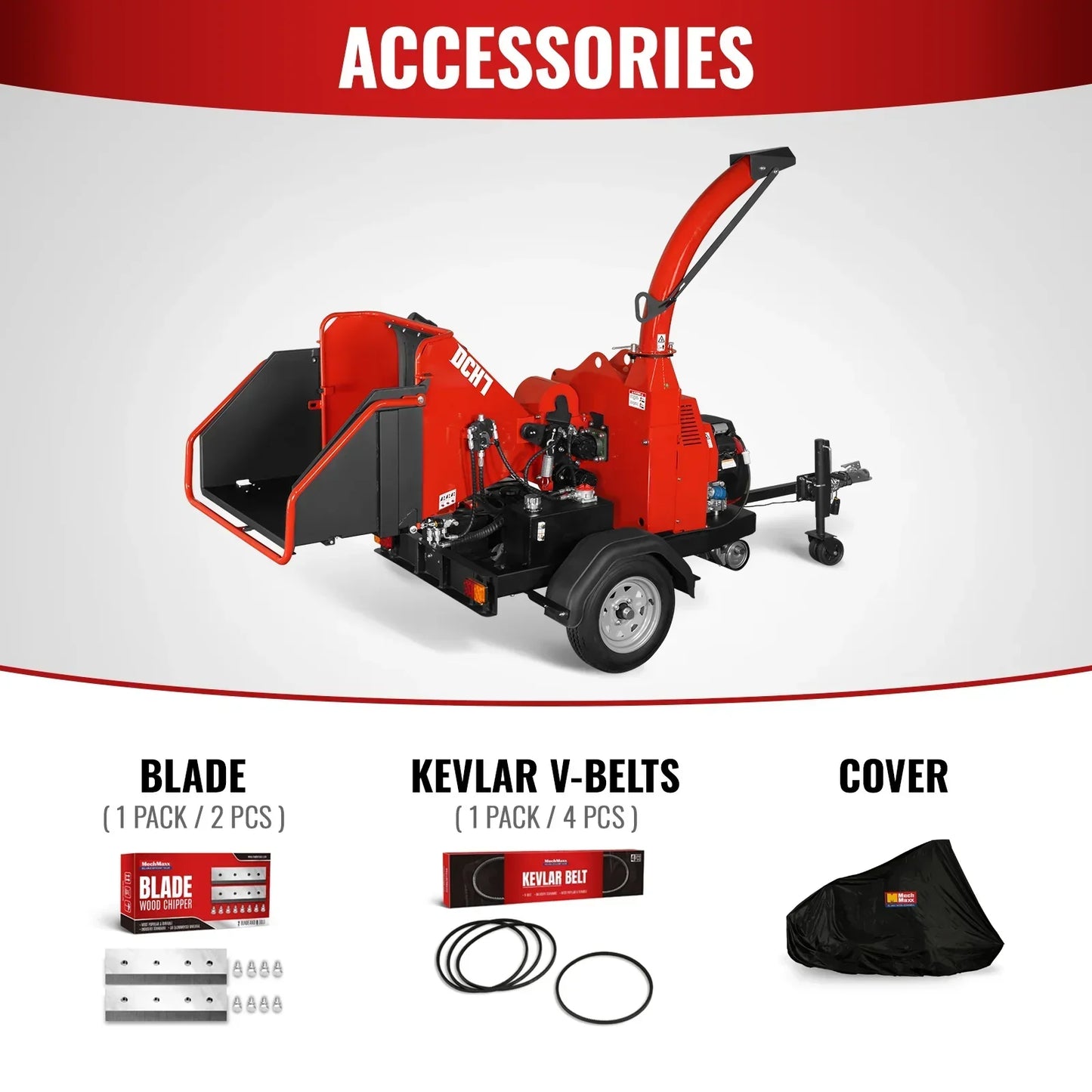 HONDA GX690 22HP 688cc Twin Cylinder Gasoline Engine Powered 7” Hydraulic Feeding Wood Chipper, DCH7